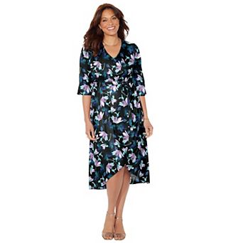 Catherines Women's Plus Size Easy Faux Wrap Dress