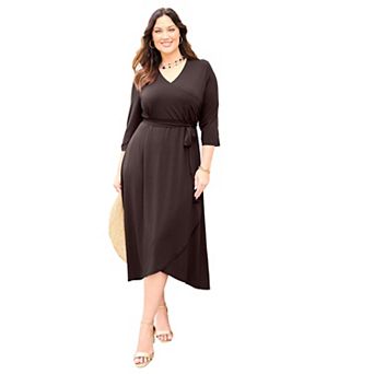 Catherines Women's Plus Size Easy Faux Wrap Dress