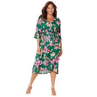 Catherines Women's Plus Size Easy Faux Wrap Dress