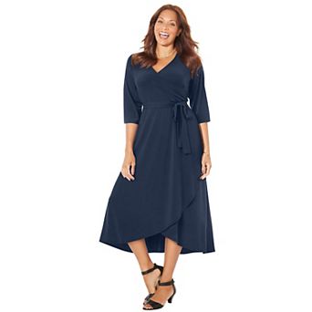 Catherines Women's Plus Size Easy Faux Wrap Dress