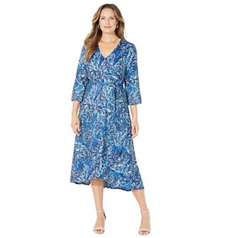 Catherines Women's Plus Size Easy Faux Wrap Dress