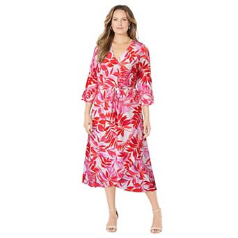 Catherines Women's Plus Size Easy Faux Wrap Dress