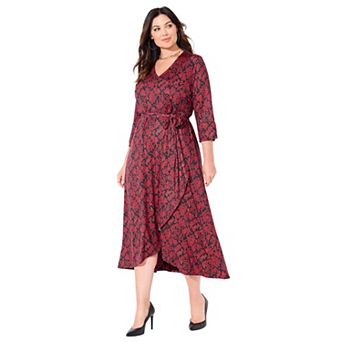 Catherines Women's Plus Size Easy Faux Wrap Dress
