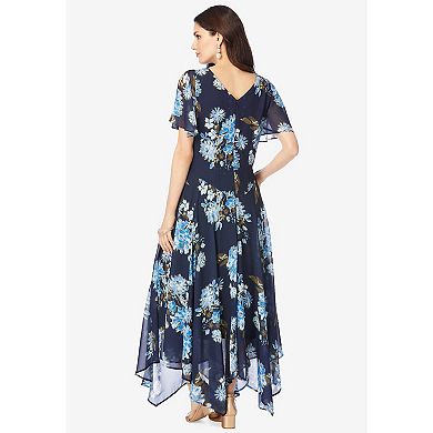 Roaman's Women's Plus Size Floral Sequin Dress