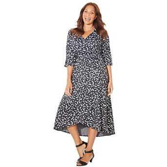 Catherines Women's Plus Size Petite Easy Faux Wrap Dress