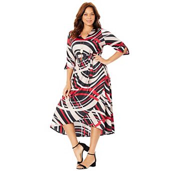 Catherines Women's Plus Size Petite Easy Faux Wrap Dress