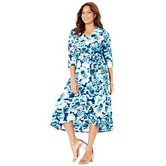 Catherines Women's Plus Size Petite Easy Faux Wrap Dress