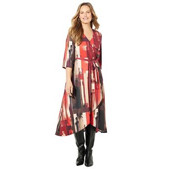 Catherines Women's Plus Size Petite Easy Faux Wrap Dress
