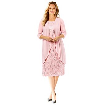 Catherines Women's Plus Size Petite Sparkling Lace Jacket Dress