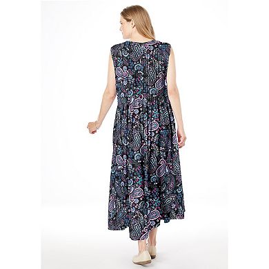 Woman Within Plus Size Pintucked Sleeveless Dress