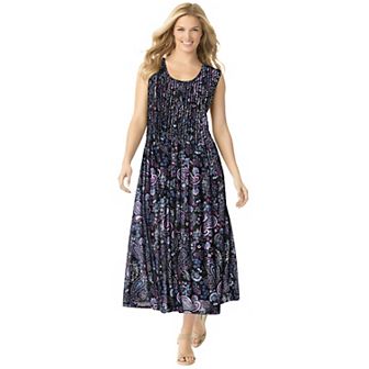 Woman Within Plus Size Pintucked Sleeveless Dress