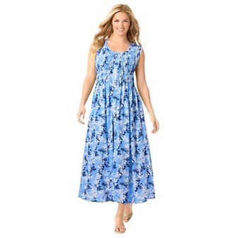 Woman Within Plus Size Pintucked Sleeveless Dress