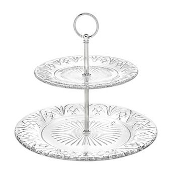 Godinger Silver Dublin Crystal 2 tier d Serving Stand