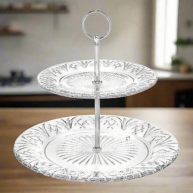 Godinger Silver Dublin Crystal 2 Tiered Serving Stand