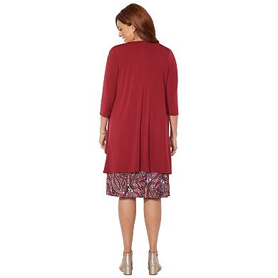 Catherines Women's Plus Size Petite Soft Knit Jacket Dress