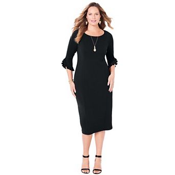 Catherines Women's Plus Size Ruffle Sleeve Shift Dress
