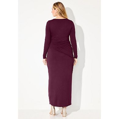 Catherines Women's Plus Size Curvy Collection Draped Midi Dress
