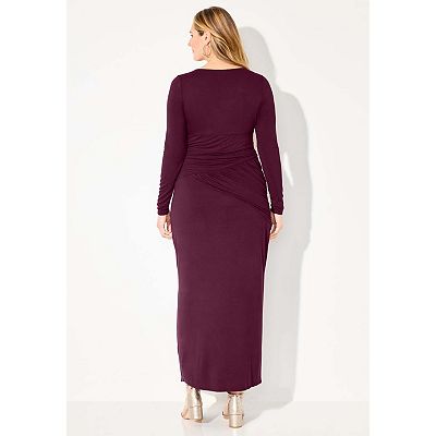 petite plus size midi dresses Petite Plus Size Women's Curvy Collection Draped Midi Dress by Catherines in Midnight Berry (Size 3XWP)