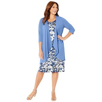 Catherines Women's Plus Size Soft Knit Jacket Dress