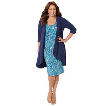 Catherines Women's Plus Size Soft Knit Jacket Dress