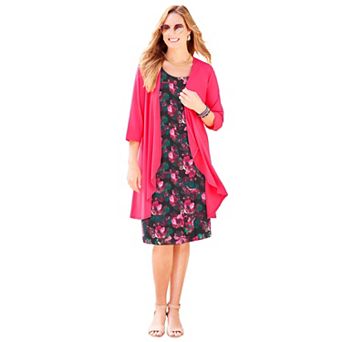 Catherines Women's Plus Size Soft Knit Jacket Dress