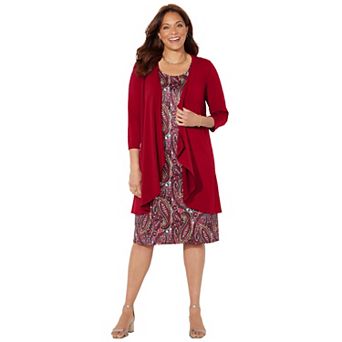 Catherines Women's Plus Size Soft Knit Jacket Dress
