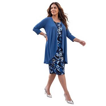 Catherines Women's Plus Size Soft Knit Jacket Dress