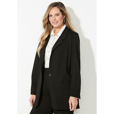 Catherines Women's Plus Size Liz&Me Ponte Knit Blazer