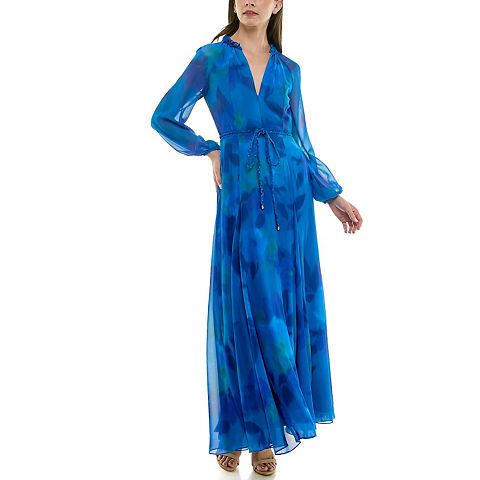 Женские платья Taylor Women's Taylor Ruffle V-Neck Fit & Flare Dress