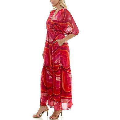 Women's Taylor V-Neck Dolman Sleeve Fit & Flare Maxi Dress