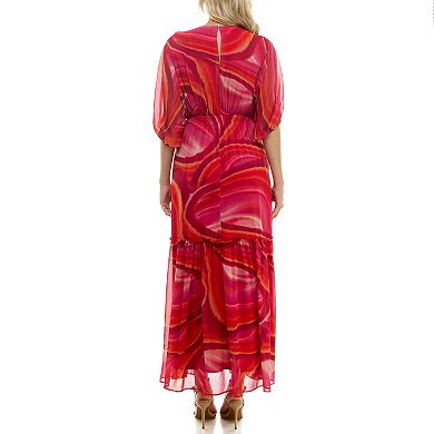 Women's Taylor V-Neck Dolman Sleeve Fit & Flare Maxi Dress