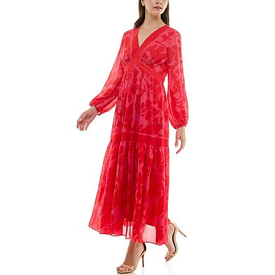 Women's Taylor Long V-Neck Fit & Flare Dress