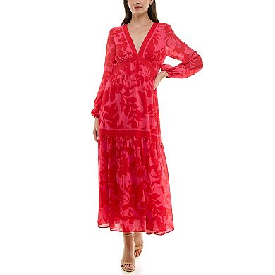 Women's Taylor Long V-Neck Fit & Flare Dress