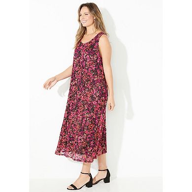 Catherines Women's Plus Size Printed Lace Dress
