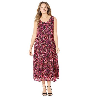 Catherines Printed Lace Dress - 4X, Black Multi Floral