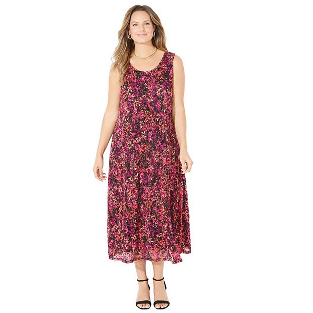 Catherines Printed Lace Dress - 4X, Black Multi Floral