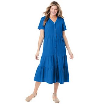Woman Within Plus Size Gauze Tiered Dress