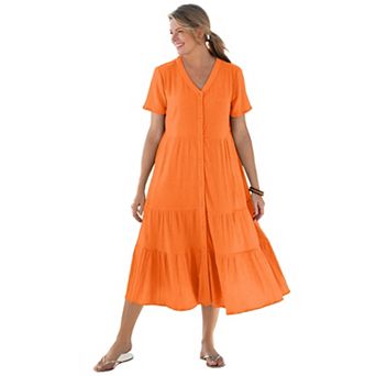 Woman Within Plus Size Gauze Tiered Dress