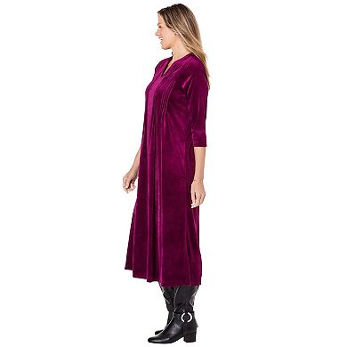 Woman Within Plus Size Pintuck Velour Dress