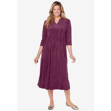 Woman Within Plus Size Pintuck Velour Dress