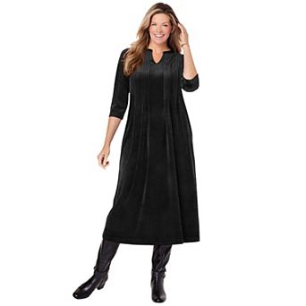 Woman Within Plus Size Pintuck Velour Dress