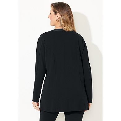 Catherines Women's Plus Size Black Label Zip Front Ponte Jacket