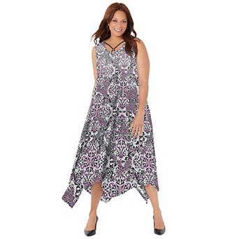 Catherines Women's Plus Size Petite Anywear Reversible Crisscross V-Neck Maxi Dress