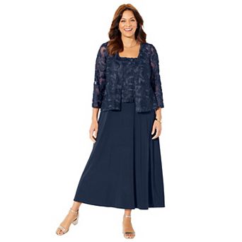 Catherines Women's Plus Size Embroidered Jacket Dress