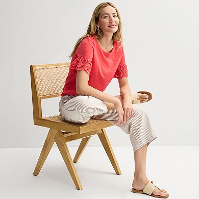 Women's Sonoma Goods For Life® Eyelet Flutter Short Sleeve Tee
