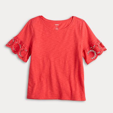 Women's Sonoma Goods For Life® Eyelet Flutter Short Sleeve Tee