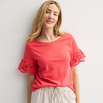 Women's Sonoma Goods For Life® Eyelet Flutter Short Sleeve Tee