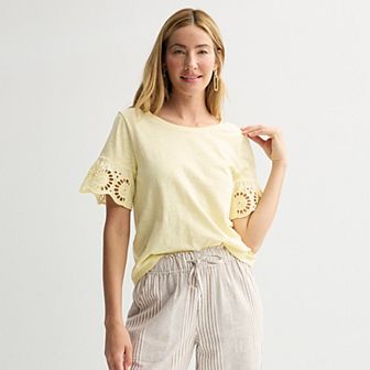 Women's Sonoma Goods For Life® Eyelet Flutter Short Sleeve Tee