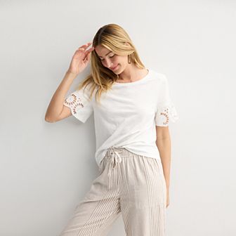 Women's Sonoma Goods For Life® Eyelet Flutter Short Sleeve Tee
