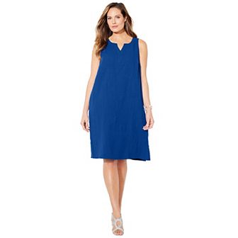 Catherines Women's Plus Size Anywear Pucker Cotton Shirt Dress